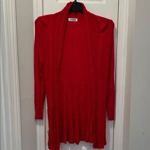YUNA Red Open-Front Cardigan